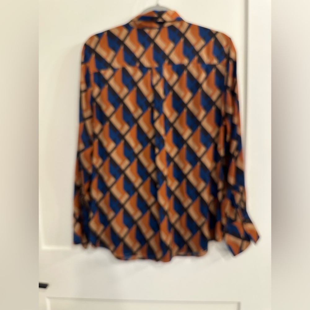 Banana Republic Women’s Blouse in Blue, Orange, Black and Tan